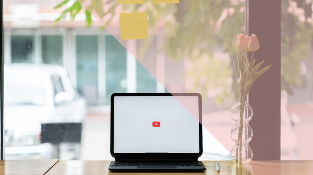 youtube logo on laptop screen